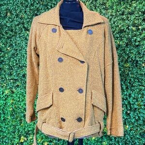 Free People Warm Yellow Textured Knit